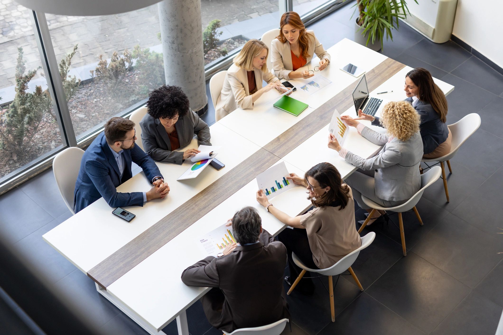 Insurance professionals meeting in a modern office